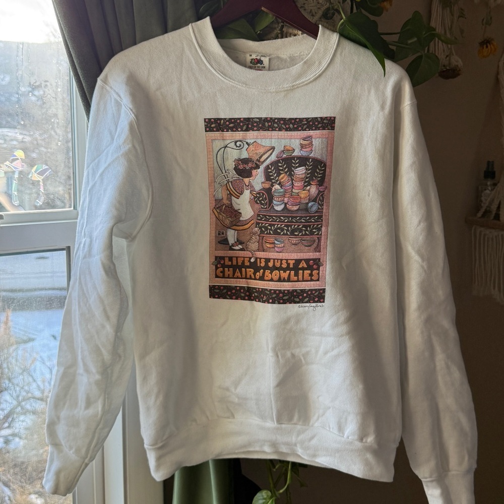 Vintage Fruit of the Loom Life Is A Chair Of Bowlies Book Promo Crewneck